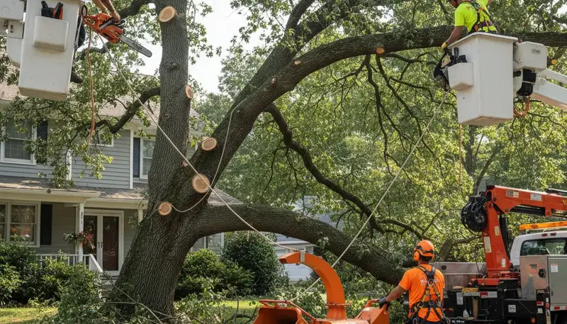 Emergency tree removal crew in Las Vegas, NV clearing storm-damaged trees and unsafe limbs