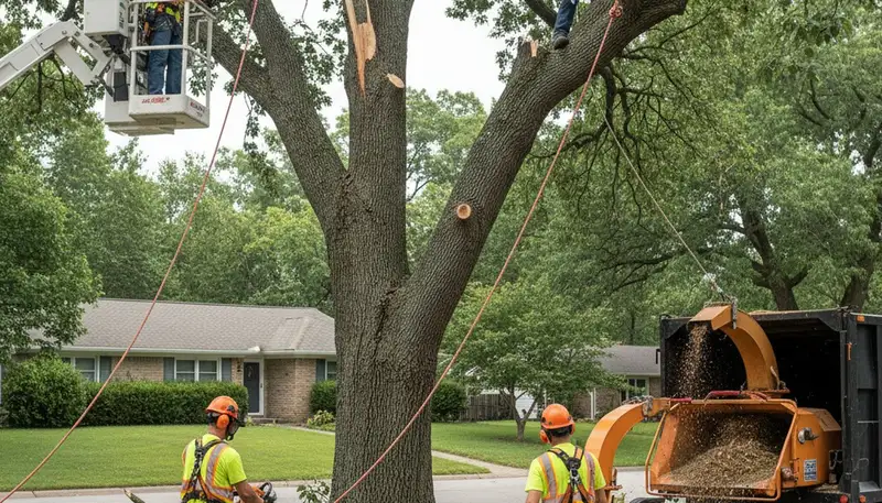 Emergency tree service crew removing a fallen tree in Las Vegas, NV