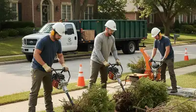 Las Vegas, NV shrub removal service clearing overgrown shrubs from a residential property