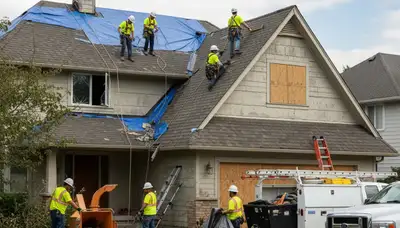 Storm damage tree cleanup crew removing hazardous limbs in Las Vegas, NV