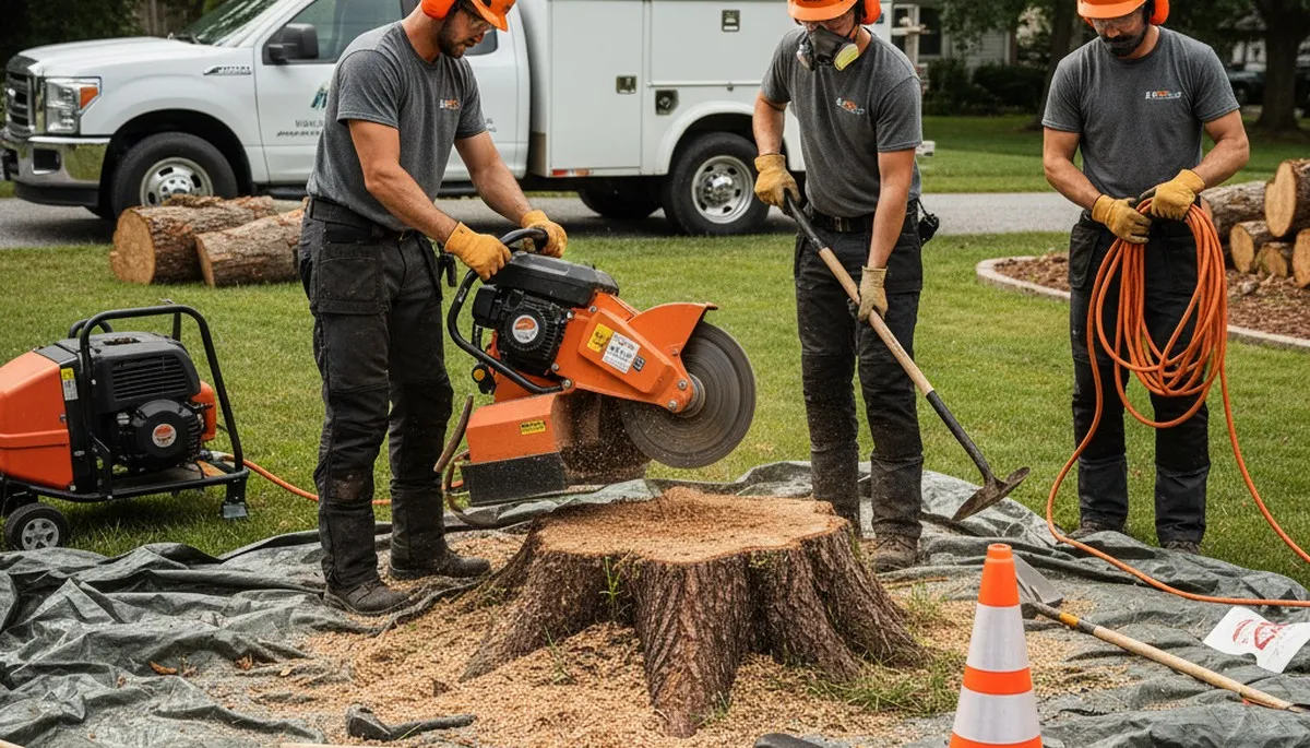 Las Vegas, NV stump removal crew clearing a tree stump on a residential property