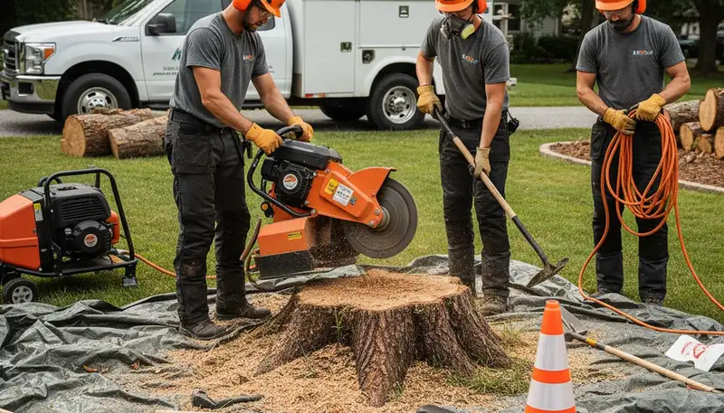 Las Vegas, NV stump removal crew clearing a tree stump on a residential property