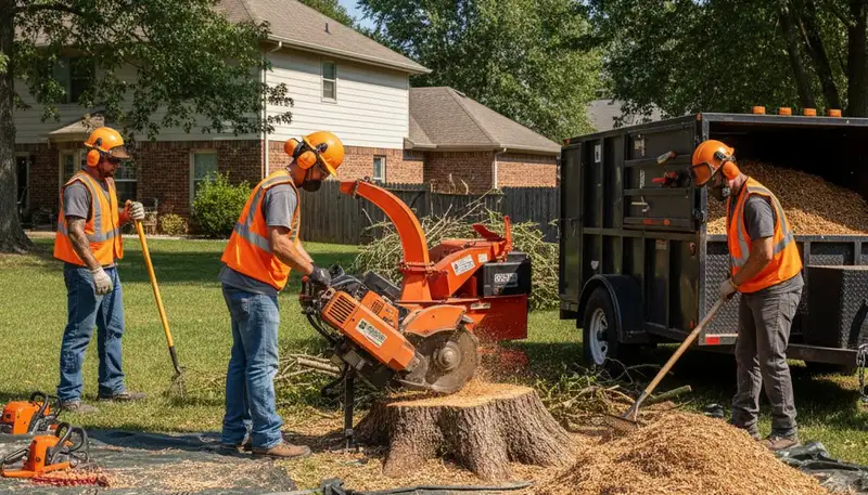 Las Vegas stump removal crew clearing a tree stump from desert soil