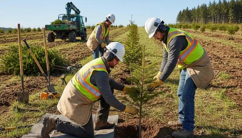 Tree service crew planting a desert-ready tree in Las Vegas, NV for healthy establishment