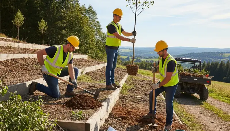 Tree service crew planting a new tree in Las Vegas, NV for desert-ready results