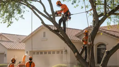 Tree service crew providing professional tree trimming and removal in Las Vegas, NV