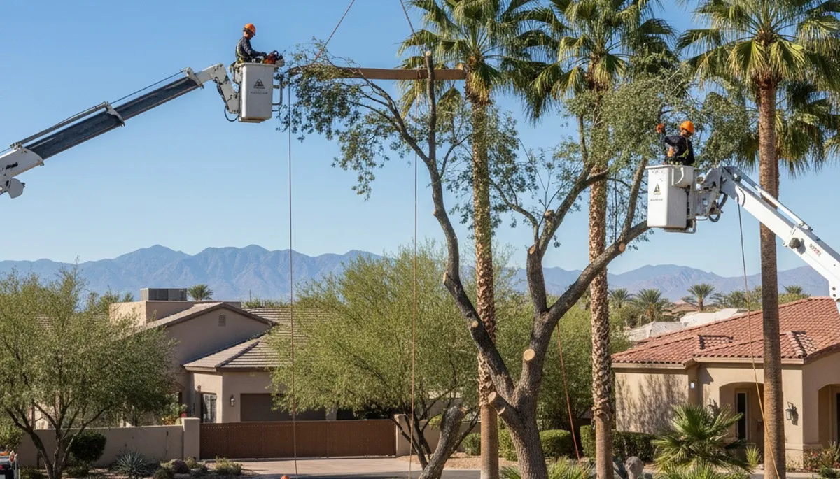 Tree service crew in Las Vegas, NV performing professional tree trimming and removal