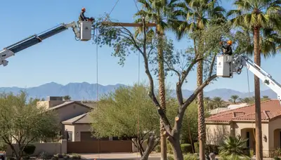 Tree service crew in Las Vegas, NV performing professional tree trimming and removal