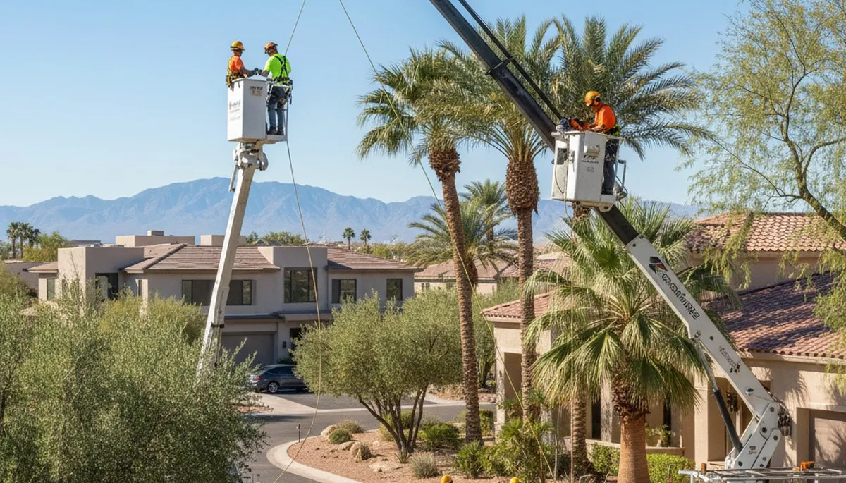 Tree service crew in Las Vegas, NV providing professional tree trimming and removal services