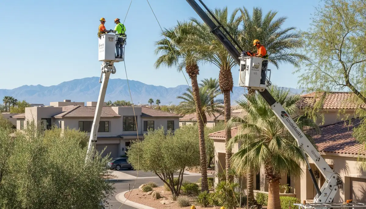 Tree service crew in Las Vegas, NV providing professional tree trimming and removal services