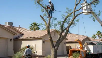 Tree service crew in Las Vegas, NV handling professional tree trimming and removal consultation